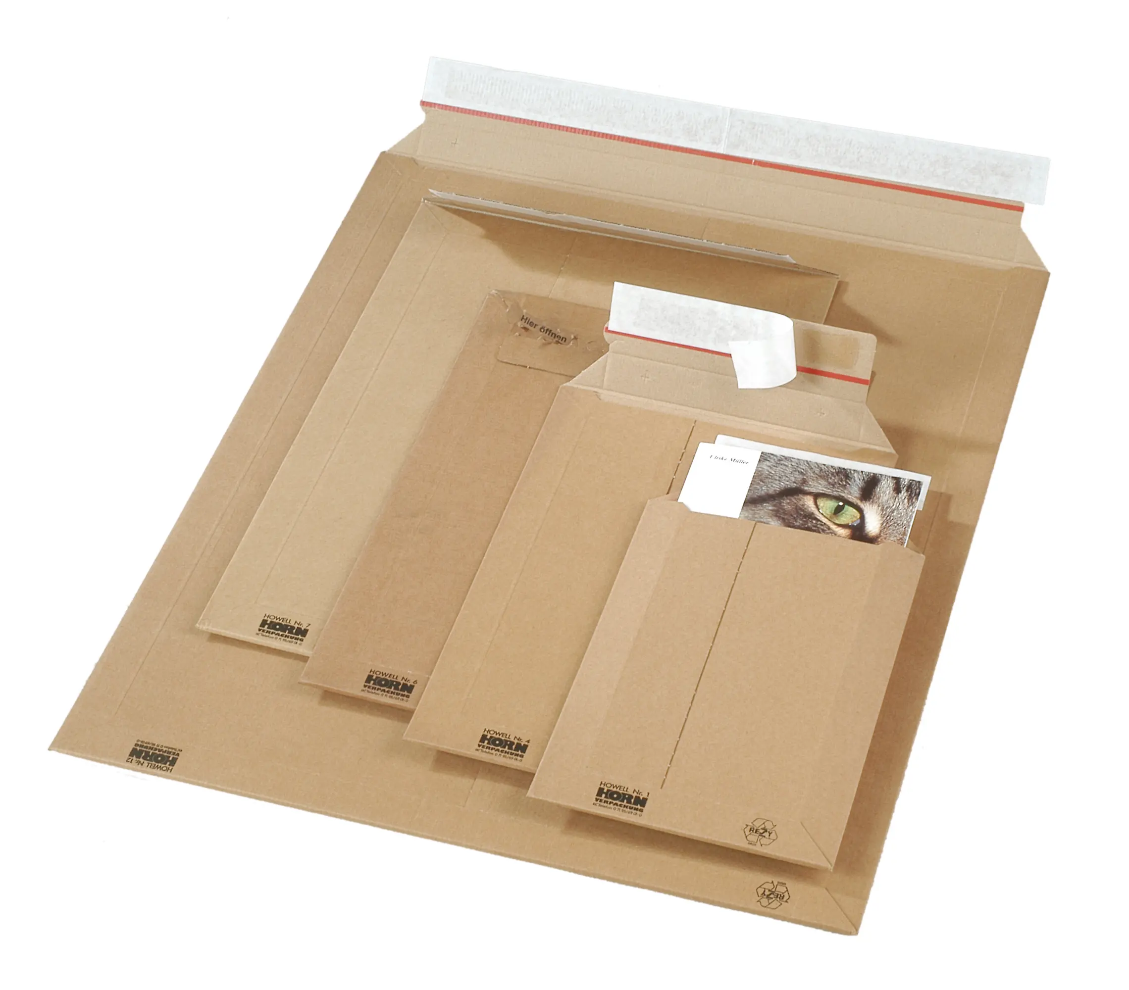 Howell-Versandtaschen aus Wellpappe mit Selbstklebeverschluss