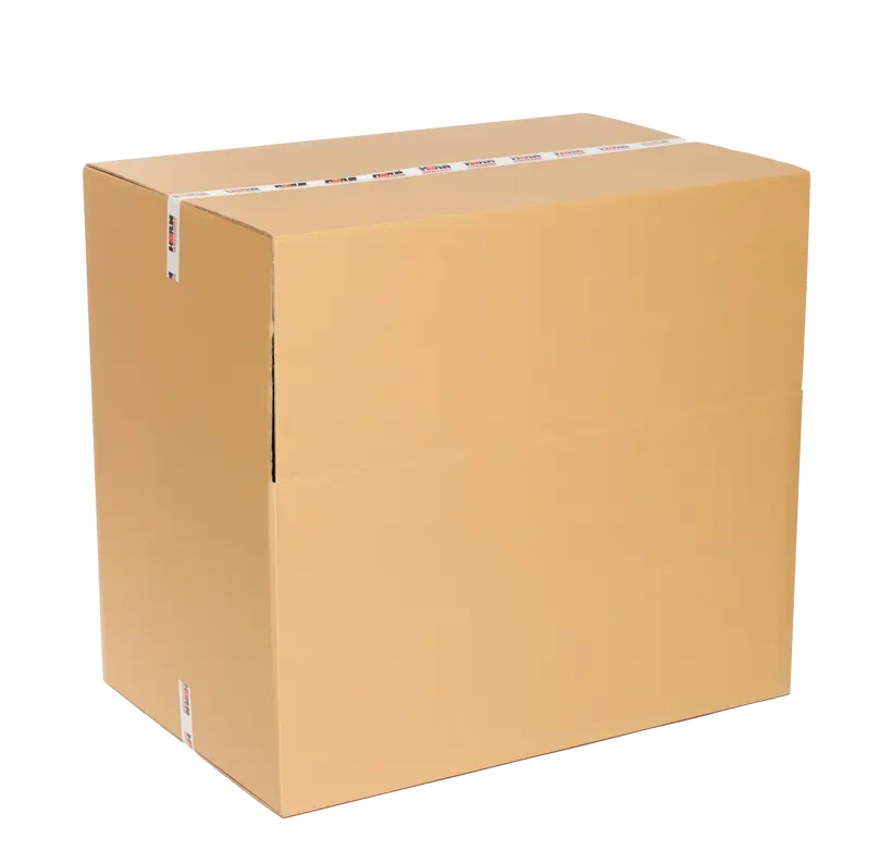 Wellpapp-Container mit Ladeklappe, bei 640 mm abklappbare Be- und Entladeklappe