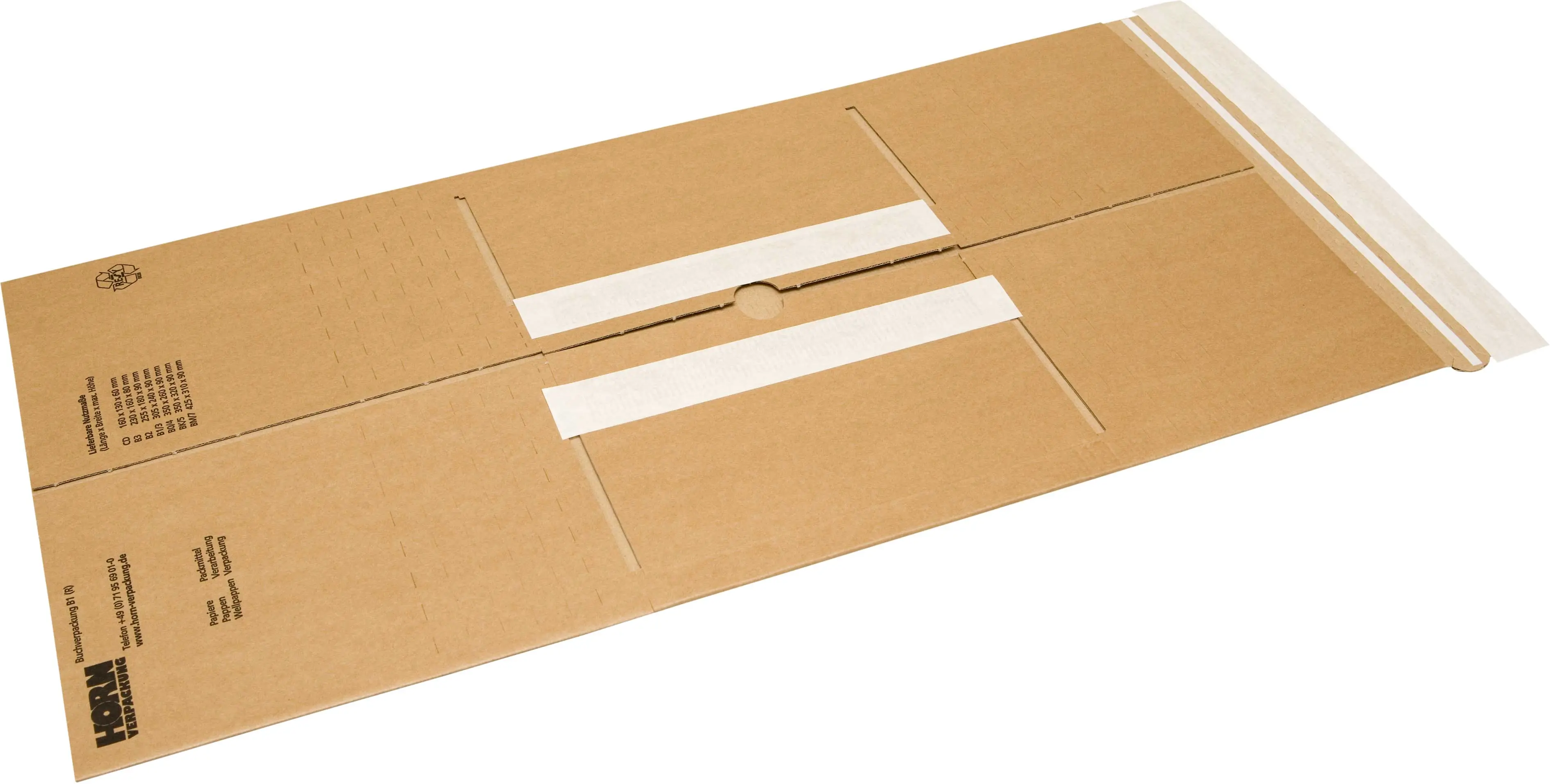 Wellpapp-Universal- und Buchverpackung B 1, mit Aufreißband und 3 Klebestreifen