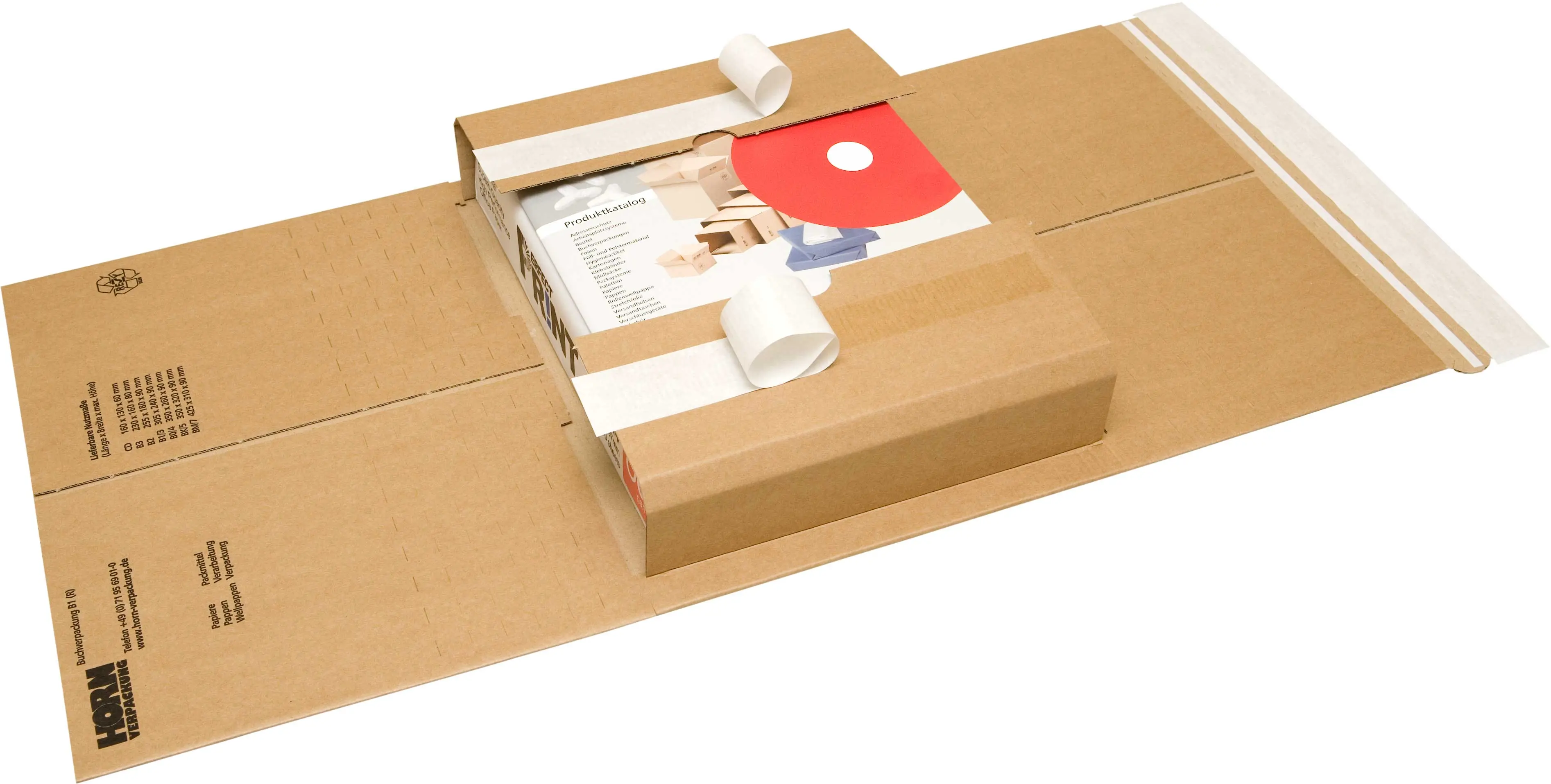 Wellpapp-Universal- und Buchverpackung B 1, mit Aufreißband und 3 Klebestreifen