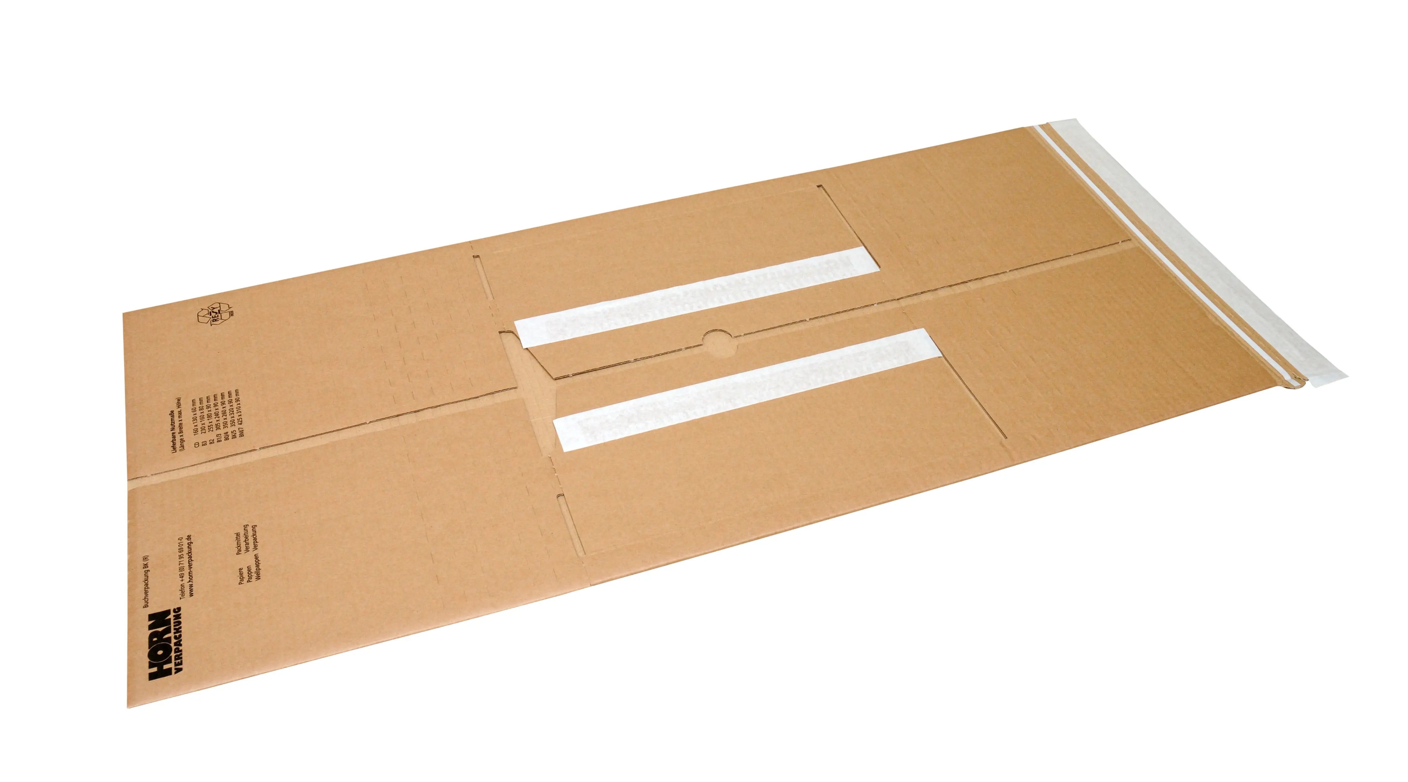 Wellpapp-Universal-Ordner und Buchverpackung BK, mit Aufreißband und 3 Klebestreifen