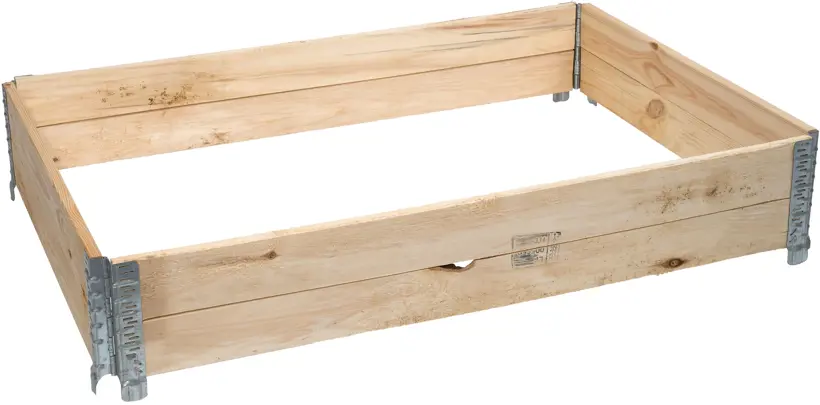 Holz-Aufsetzrahmen für Paletten, aus Vollholz, 4 Scharniere, galvanisierter Stahl