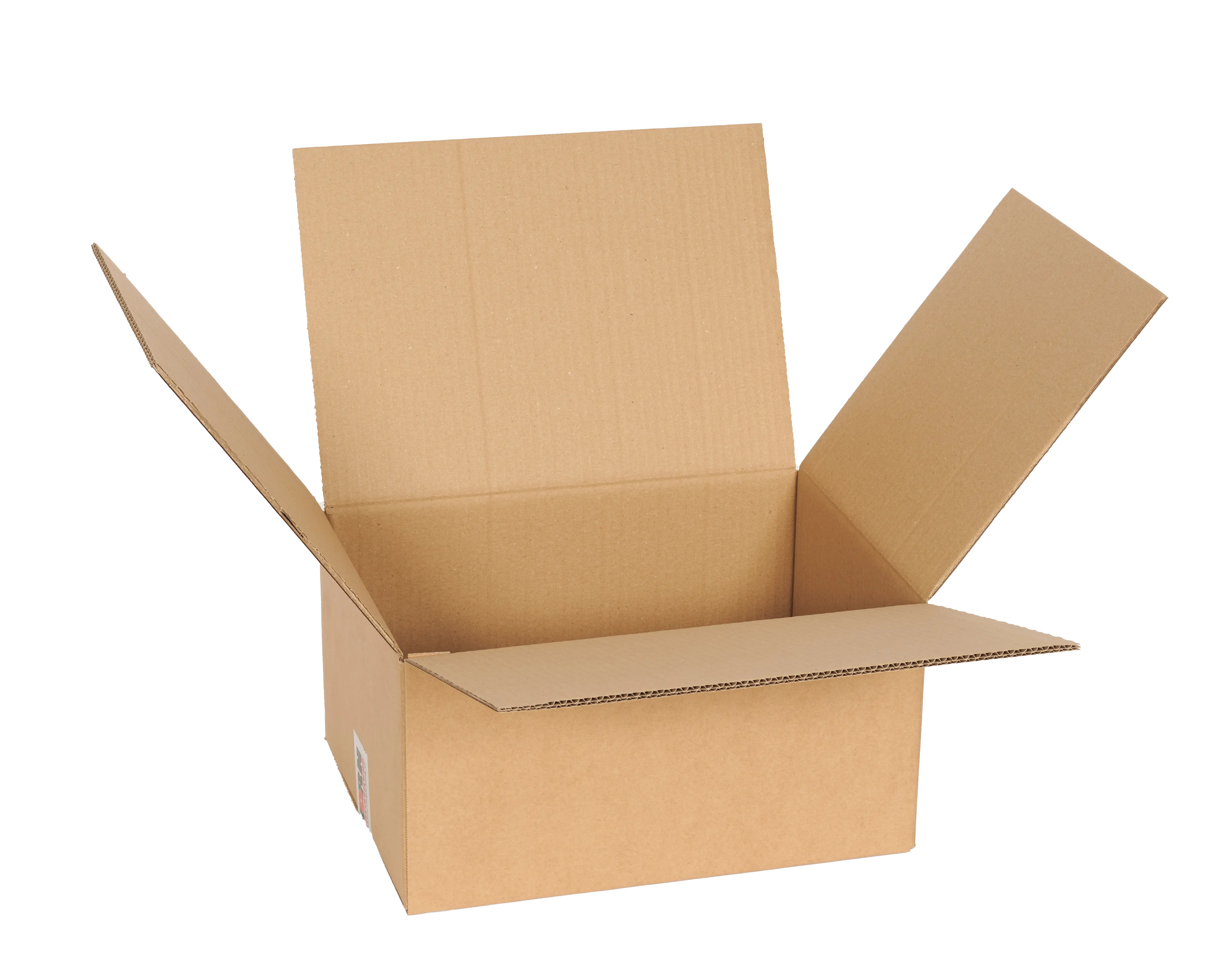 Wellp.Faltkarton, laschengeklebt, Bodenklappen stoßend, Deckelklappen vollüberlappend
