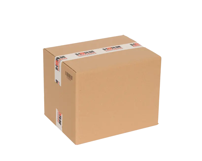 Wellp.Faltkarton, mit Nr.-Druck 304 auf Innenklappe, und Barcode an einer Längs- und einer Stirnseite rechts oben
