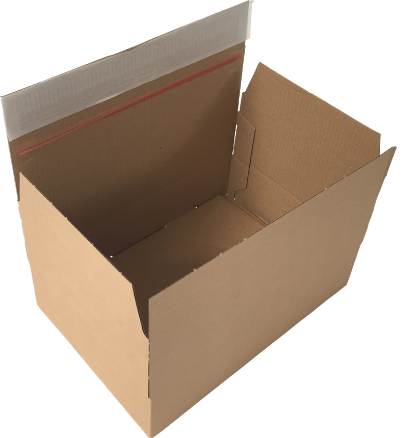 Schnelle Schachtel Wellpappe, mit vollüberlappendem Boden und Selbstklebeverschluss, braun