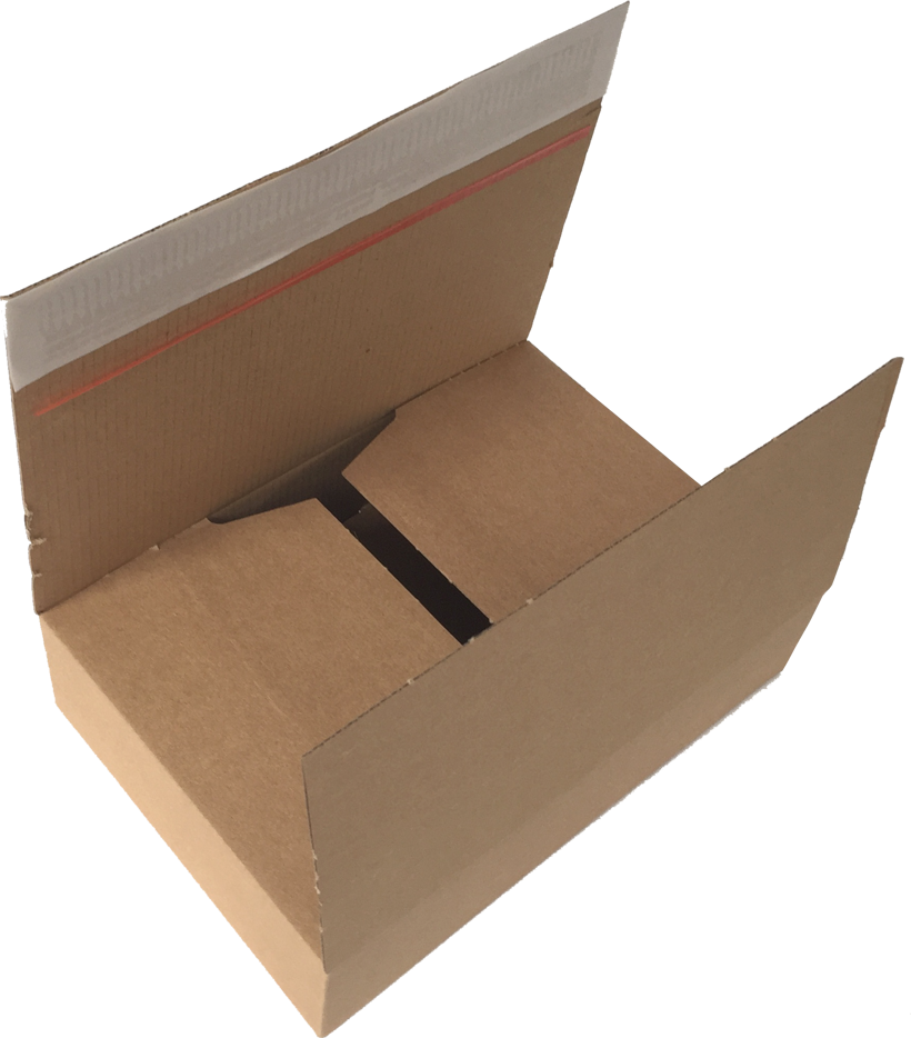 Schnelle Schachtel Wellpappe, mit vollüberlappendem Boden und Selbstklebeverschluss, braun