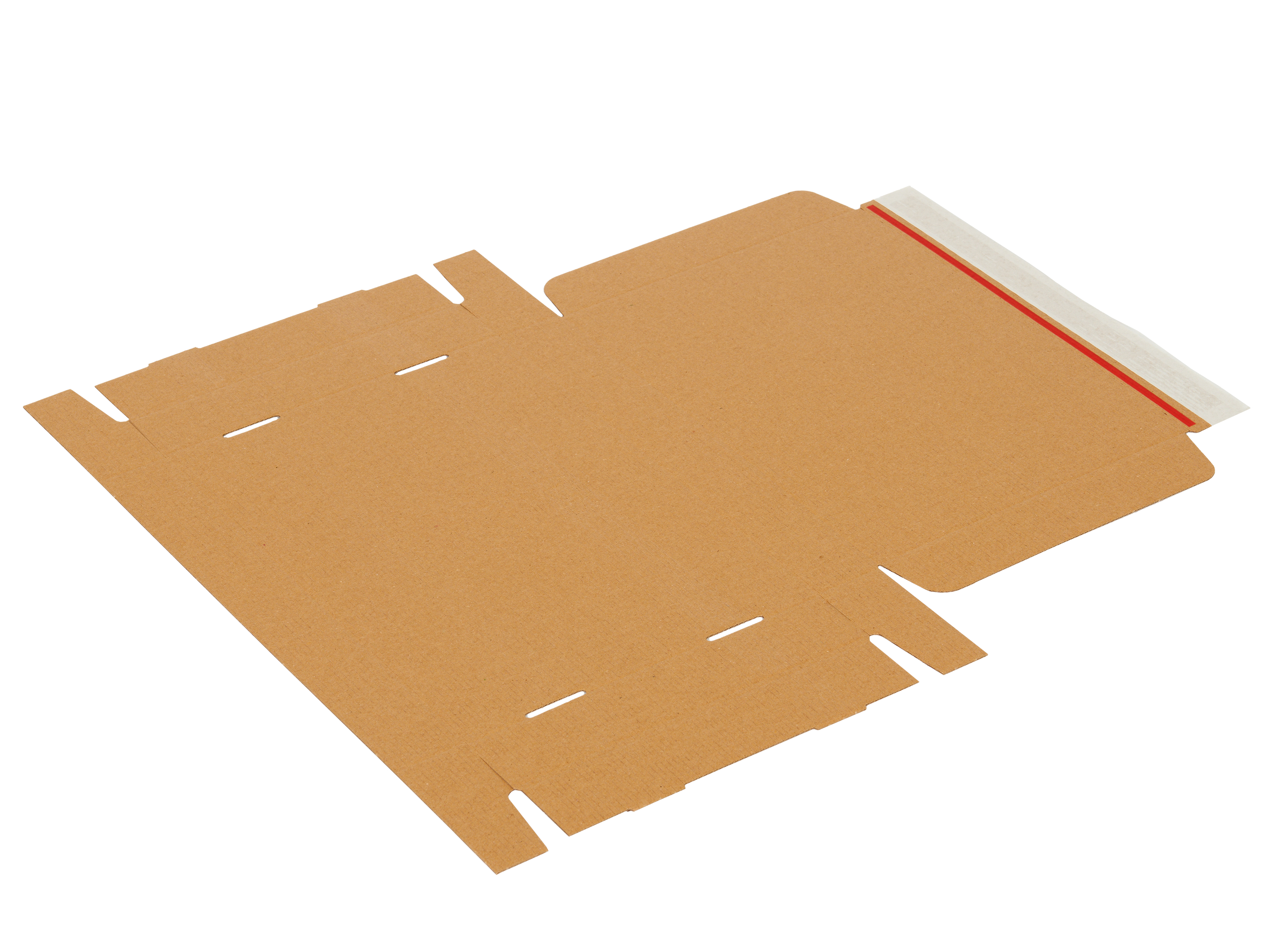 Wellp.Stanzkarton für Maxibrief, mit Selbstklebung und Aufreißfaden. Maxibrief Außenmaß 350 x 250 x 50mm
