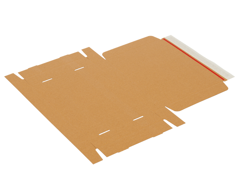 Wellp.Stanzkarton für Maxibrief, mit Selbstklebung und Aufreißfaden. Maxibrief Außenmaß 350 x 250 x 50mm