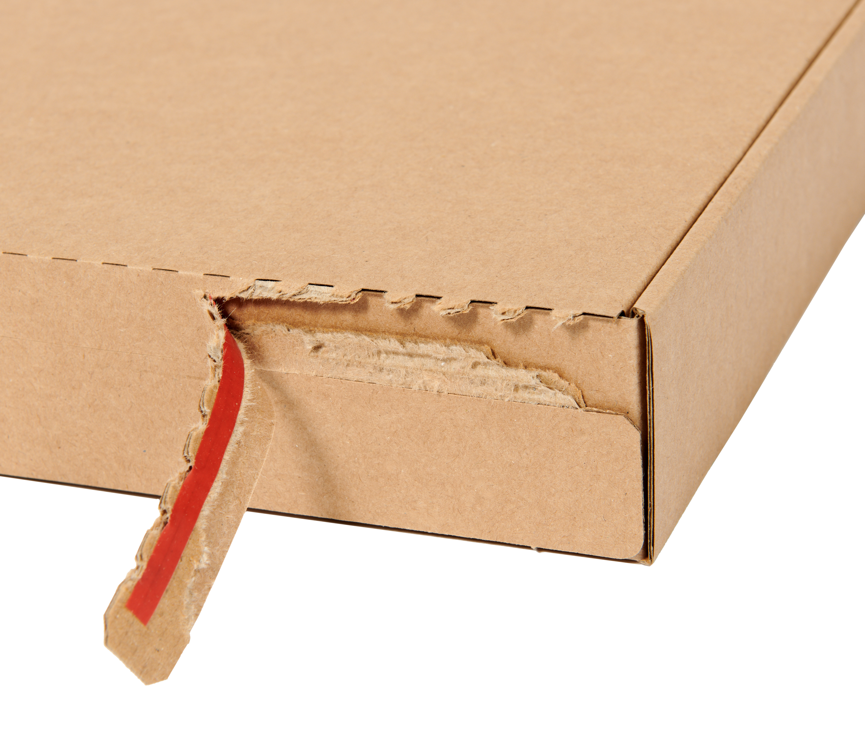 Wellp.Stanzkarton für Maxibrief, mit Selbstklebung und Aufreißfaden. Maxibrief Außenmaß 350 x 250 x 50mm