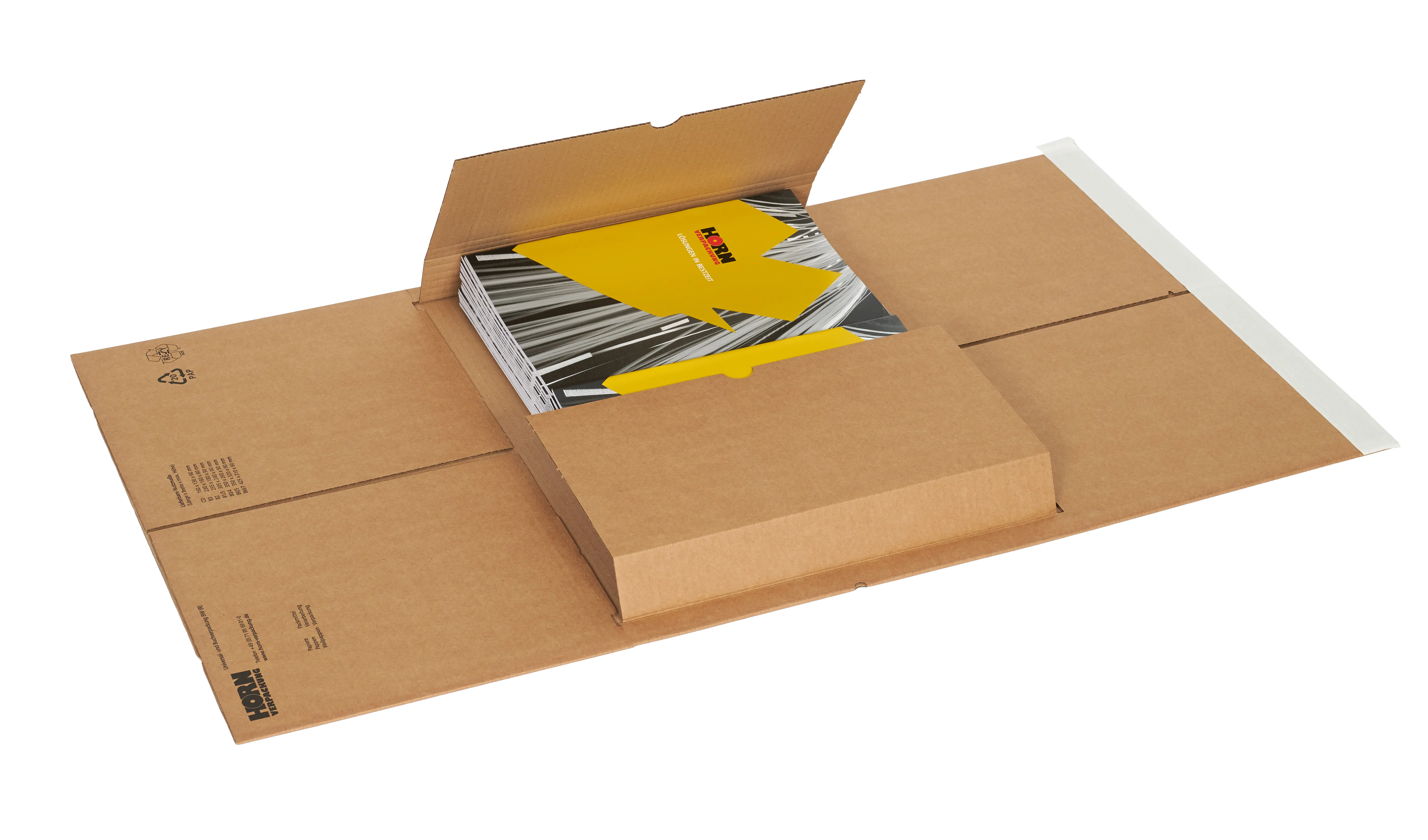 Wellpapp-Universal- und Buchverpackung B W, mit 1 Klebestreifen