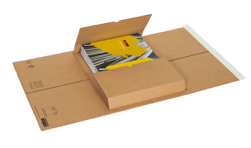 Wellpapp-Universal- und Buchverpackung B W, mit 1 Klebestreifen